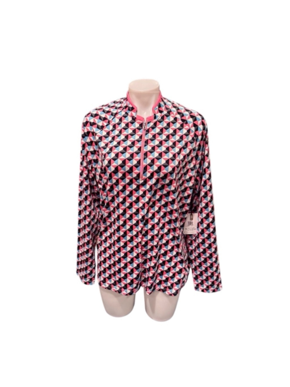 Women's Tail XXL Pink Black Geometric long sleeve uv top
